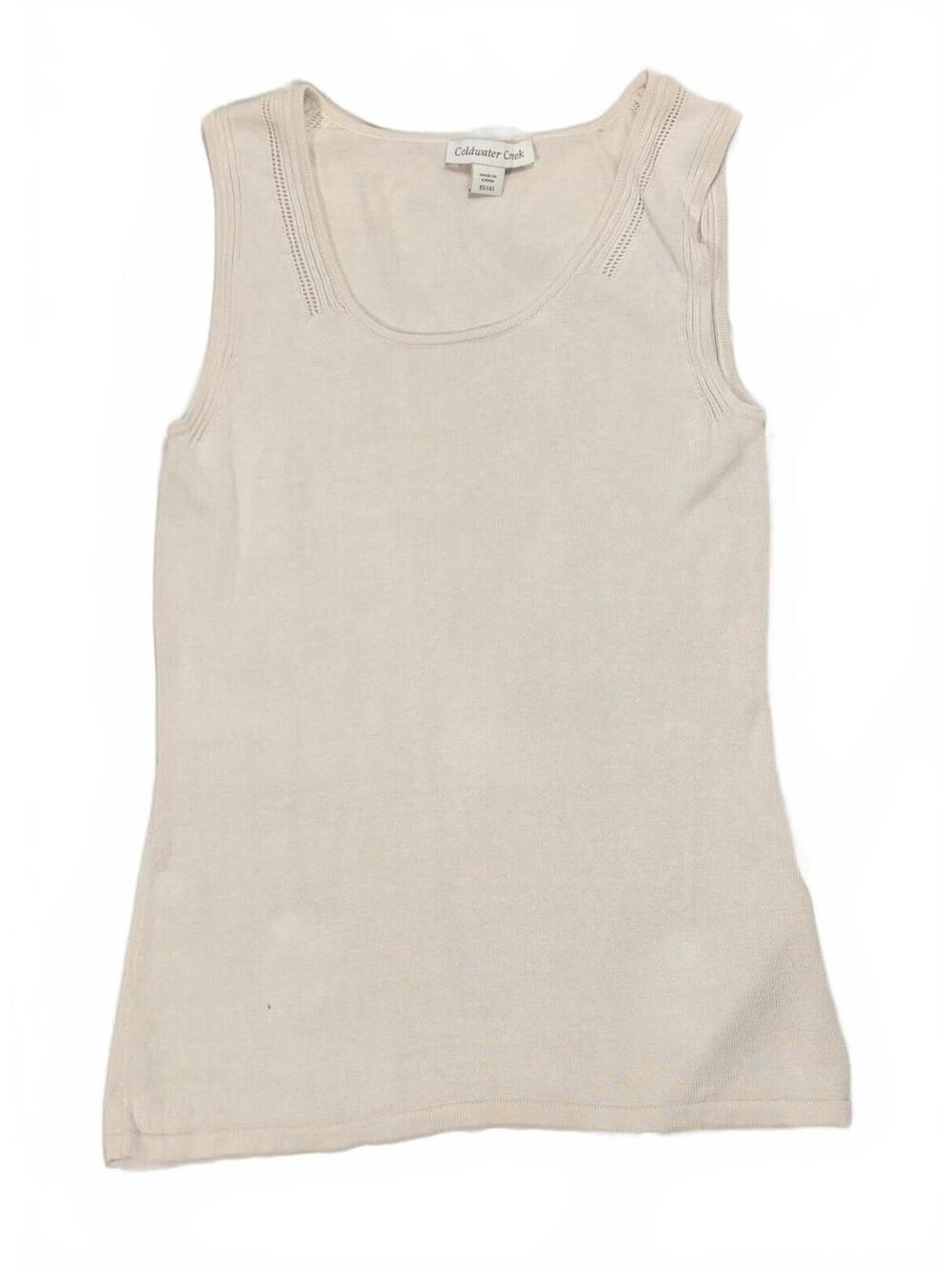 Coldwater Creek Silk Knit Cream Silk Cotton Blend Tank Top Size XS 4 Lace Detail
